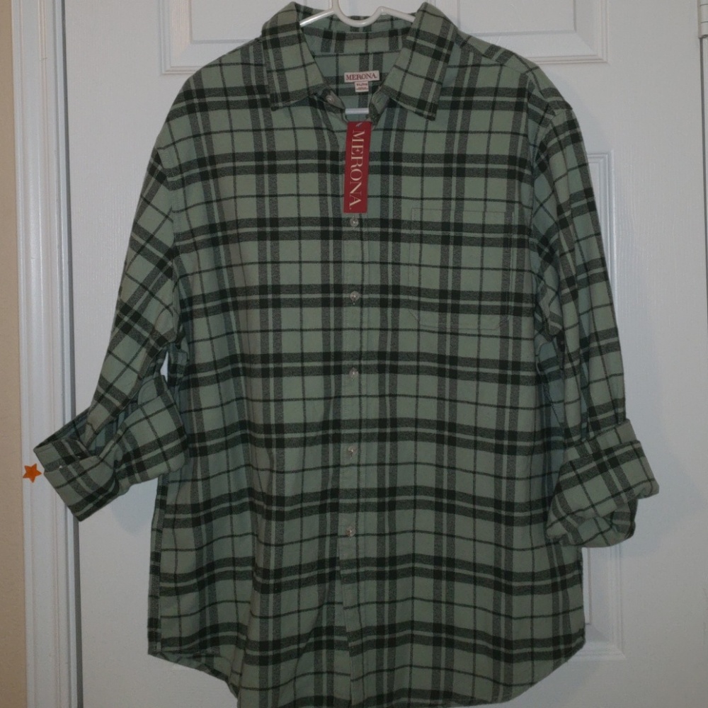 NWTMerona men xl flannel long sleeve dress shirt
